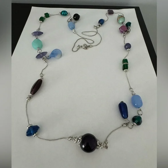 22" Lane Bryant glass bead silver tone necklace - Picture 11 of 11